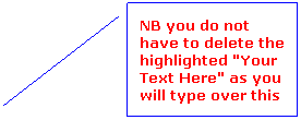 Line Callout 2: NB you do not have to delete the highlighted "Your Text Here" as you will type over this
